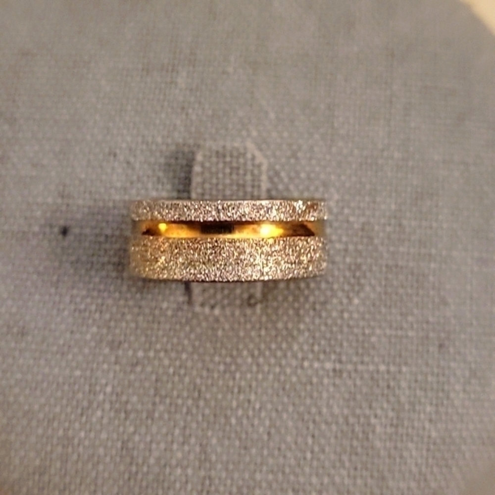GLITTER Stardust Two Tone Stainless Steel Wedding Band